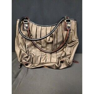 MZ Wallace Coated Pleated Canvas Bronze Purse Shoulder Bag